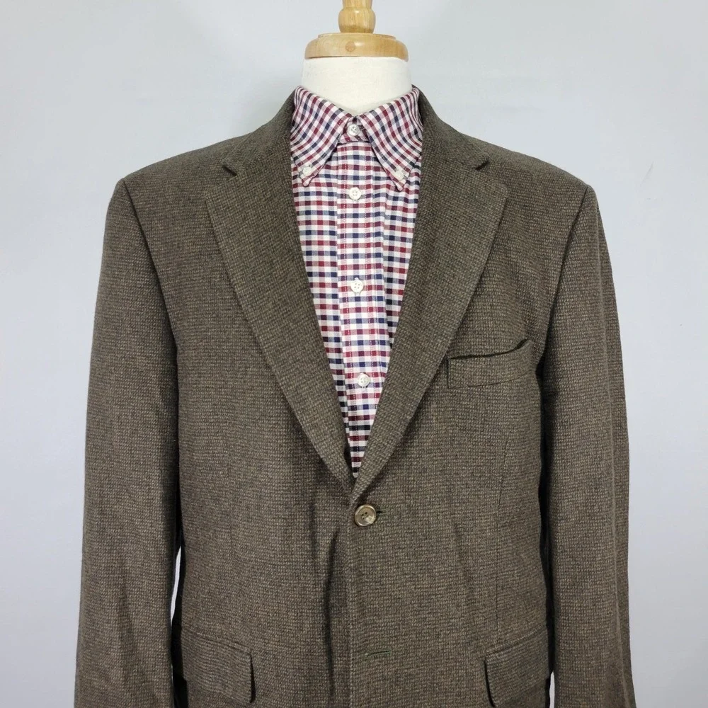 Stafford Men's Sport Coat Blazer Two Button Brown Wool Camel Nylon‎ BLend 42R